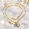 Oro Laminado Pendant Necklace, Gold Filled Style Heart Design, Matte Finish, Two Tone, 04.09.0048.18 (0.35 Gauge, 01 MM Thickness, 18 Inches Length)