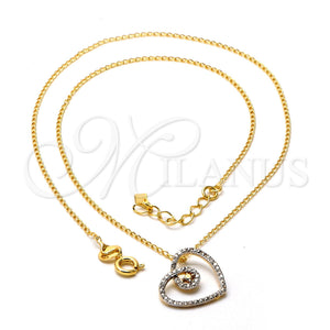 Gold Filled Necklace — Pendant Necklace Heart Design Matte Two Tone 04.09. — main product view — SKU 106218 | Oro Laminado collar — Pendant Necklace corazón diseño Matte Two Tone 04.09. — SKU 106218