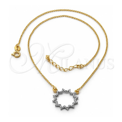 Oro Laminado Pendant Necklace, Gold Filled Style Matte Finish, Two Tone, 04.09.0049.18 (0.35 Gauge, 01 MM Thickness, 18 Inches Length)