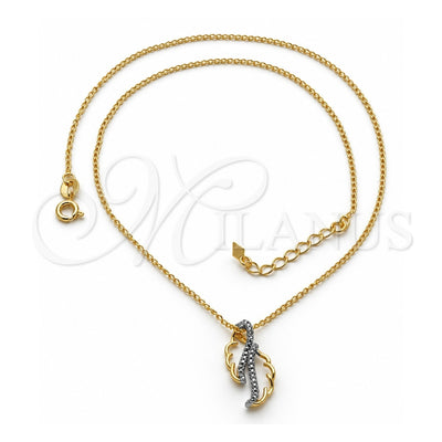 Oro Laminado Pendant Necklace, Gold Filled Style Matte Finish, Two Tone, 04.09.0050.48 (0.35 Gauge, 01 MM Thickness, 18 Inches Length)