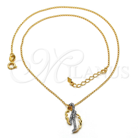 Oro Laminado Pendant Necklace, Gold Filled Style Matte Finish, Two Tone, 04.09.0050.48 (0.35 Gauge, 01 MM Thickness, 18 Inches Length)
