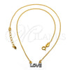 Oro Laminado Pendant Necklace, Gold Filled Style Love Design, Matte Finish, Two Tone, 04.09.0051.18 (0.35 Gauge, 01 MM Thickness, 18 Inches Length)