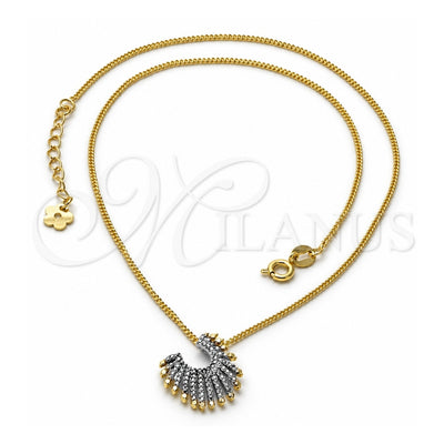 Oro Laminado Pendant Necklace, Gold Filled Style Matte Finish, Two Tone, 04.09.0053.18 (0.35 Gauge, 01 MM Thickness, 18 Inches Length)