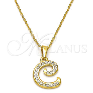 Stainless Steel Necklace — Pendant Necklace Initials and Rolo Design with White — main product view — SKU 106269 | Acero Inoxidable collar — Pendant Necklace Initials and Rolo diseño with blanco — SKU 106269