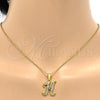 Stainless Steel Pendant Necklace, Initials and Rolo Design, with White Crystal, Polished, Golden Finish, 04.238.0007.18