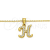 Stainless Steel Pendant Necklace, Initials and Rolo Design, with White Crystal, Polished, Golden Finish, 04.238.0007.18