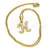 Stainless Steel Pendant Necklace, Initials and Rolo Design, with White Crystal, Polished, Golden Finish, 04.238.0007.18 (02 MM Thickness, 18 Inches Length)