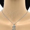 Stainless Steel Pendant Necklace, Initials and Rolo Design, with White Crystal, Polished, Steel Finish, 04.238.0004.1.18 (02 MM Thickness, 18 Inches Length)