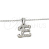 Stainless Steel Pendant Necklace, Initials and Rolo Design, with White Crystal, Polished, Steel Finish, 04.238.0004.1.18 (02 MM Thickness, 18 Inches Length)