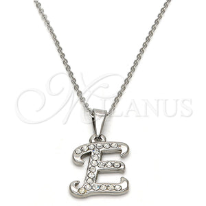 Stainless Steel Necklace — Pendant Necklace Initials and Rolo Design with White — main product view — SKU 106283 | Acero Inoxidable collar — Pendant Necklace Initials and Rolo diseño with blanco — SKU 106283