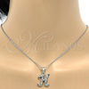 Stainless Steel Pendant Necklace, Initials and Rolo Design, with White Crystal, Polished, Steel Finish, 04.238.0007.1.18 (02 MM Thickness, 18 Inches Length)