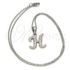 Stainless Steel Pendant Necklace, Initials and Rolo Design, with White Crystal, Polished, Steel Finish, 04.238.0007.1.18 (02 MM Thickness, 18 Inches Length)