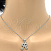 Stainless Steel Pendant Necklace, Initials and Rolo Design, with White Crystal, Polished, Steel Finish, 04.238.0013.1.18 (02 MM Thickness, 18 Inches Length)