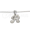 Stainless Steel Pendant Necklace, Initials and Rolo Design, with White Crystal, Polished, Steel Finish, 04.238.0013.1.18 (02 MM Thickness, 18 Inches Length)