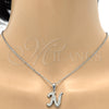 Stainless Steel Pendant Necklace, Initials and Rolo Design, with White Crystal, Polished, Steel Finish, 04.238.0012.1.18 (02 MM Thickness, 18 Inches Length)