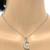 Stainless Steel Pendant Necklace, Initials and Rolo Design, with White Crystal, Polished, Steel Finish, 04.238.0006.1.18 (02 MM Thickness, 18 Inches Length)