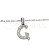 Stainless Steel Pendant Necklace, Initials and Rolo Design, with White Crystal, Polished, Steel Finish, 04.238.0006.1.18 (02 MM Thickness, 18 Inches Length)