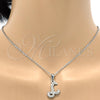 Stainless Steel Pendant Necklace, Initials and Rolo Design, with White Crystal, Polished, Steel Finish, 04.238.0010.1.18 (02 MM Thickness, 18 Inches Length)