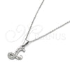 Stainless Steel Pendant Necklace, Initials and Rolo Design, with White Crystal, Polished, Steel Finish, 04.238.0010.1.18 (02 MM Thickness, 18 Inches Length)