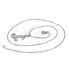 Stainless Steel Pendant Necklace, Initials and Rolo Design, with White Crystal, Polished, Steel Finish, 04.238.0010.1.18 (02 MM Thickness, 18 Inches Length)