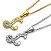 Stainless Steel Pendant Necklace, Initials and Rolo Design, with White Crystal, Polished, Steel Finish, 04.238.0010.1.18 (02 MM Thickness, 18 Inches Length)