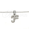 Stainless Steel Pendant Necklace, Initials and Rolo Design, with White Crystal, Polished, Steel Finish, 04.238.0005.1.18 (02 MM Thickness, 18 Inches Length)