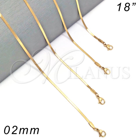 Oro Laminado Basic Necklace, Gold Filled Style Herringbone Design, Polished, Golden Finish, 04.238.0017.1.18 (0.35 Gauge, 02 MM Thickness, 18 Inches Length)