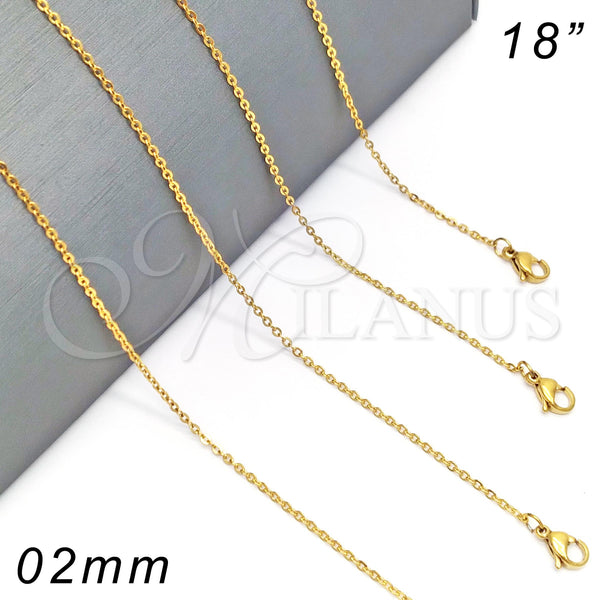 Stainless Steel Necklace — Basic Necklace Rolo Design Polished 04. 0.35 Gauge — main product view — SKU 106301 | Acero Inoxidable collar — básico Necklace Rolo diseño pulido 04. 0.35 Gauge — SKU 106301