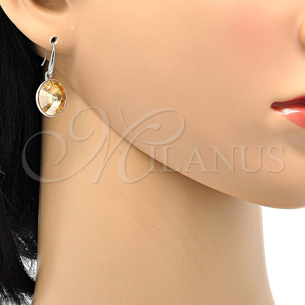 White Gold Filled Ring — Dangle Earring with Light Silk Swarovski Crystals Polished — alternate product view — SKU 106313 | Oro Laminado Blanco anillo — Dangle Earring with Light Silk Swarovski Crystals pulido — SKU 106313