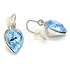 Rhodium Gold Filled Dangle Earring, Heart Design, with Aquamarine Swarovski Crystals, Polished, Rhodium Finish, 02.239.0003