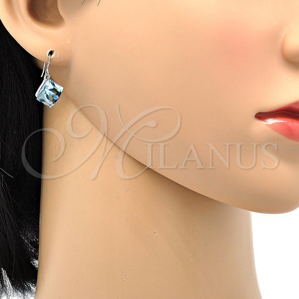 White Gold Filled Ring — Dangle Earring with Aquamarine Swarovski Crystals Polished 02. — alternate product view — SKU 106315 | Oro Laminado Blanco anillo — Dangle Earring with Aquamarine Swarovski Crystals pulido 02. — SKU 106315