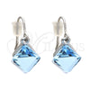 Rhodium Gold Filled Dangle Earring, with Aquamarine Swarovski Crystals, Polished, Rhodium Finish, 02.239.0002