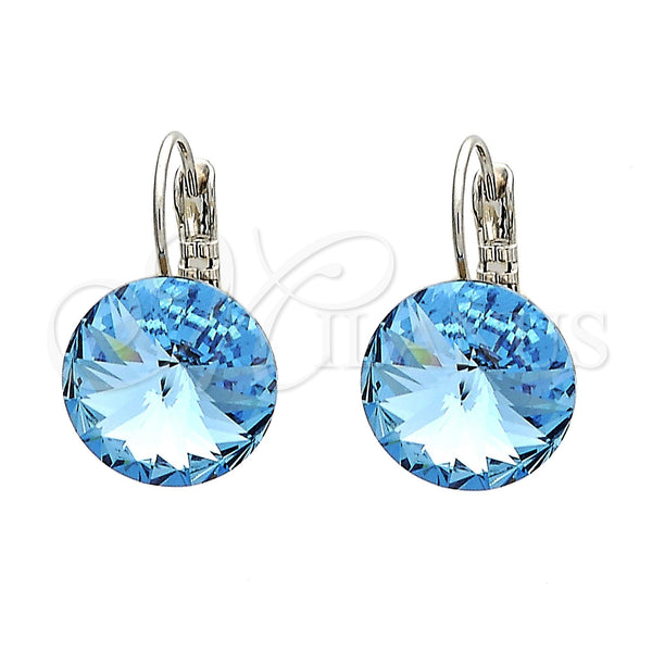 Rhodium Gold Filled Leverback Earring, with Light Turquoise Swarovski Crystals, Polished, Rhodium Finish, 02.239.0005
