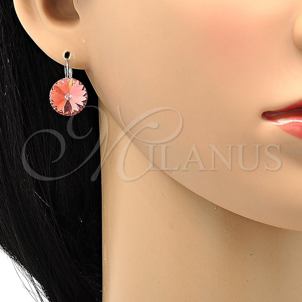 White Gold Filled Ring — Leverback Earring with Light Siam Swarovski Crystals Polished — alternate product view — SKU 106318 | Oro Laminado Blanco anillo — Leverback Earring with Light Siam Swarovski Crystals pulido — SKU 106318