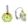 Rhodium Gold Filled Leverback Earring, with Luminous Green Swarovski Crystals, Polished, Rhodium Finish, 02.239.0005.3