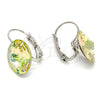 Rhodium Gold Filled Leverback Earring, with Luminous Green Swarovski Crystals, Polished, Rhodium Finish, 02.239.0005.3