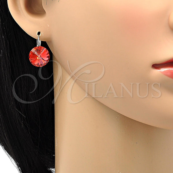 White Gold Filled Ring — Leverback Earring with Padparadscha Swarovski Crystals Polished 02. — alternate product view — SKU 106321 | Oro Laminado Blanco anillo — Leverback Earring with Padparadscha Swarovski Crystals pulido 02. — SKU 106321