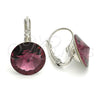 Rhodium Gold Filled Leverback Earring, with Amethyst Swarovski Crystals, Polished, Rhodium Finish, 02.239.0005.5
