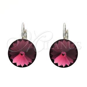 White Gold Filled Ring — Leverback Earring with Amethyst Swarovski Crystals Polished 02. — main product view — SKU 106322 | Oro Laminado Blanco anillo — Leverback Earring with Amethyst Swarovski Crystals pulido 02. — SKU 106322