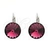 Rhodium Gold Filled Leverback Earring, with Amethyst Swarovski Crystals, Polished, Rhodium Finish, 02.239.0005.5