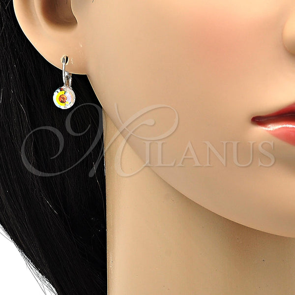 White Gold Filled Ring — Leverback Earring Disco Design with Crystal Swarovski Crystals — alternate product view — SKU 106333 | Oro Laminado Blanco anillo — Leverback Earring Disco diseño with cristal Swarovski Crystals — SKU 106333
