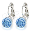 Rhodium Gold Filled Leverback Earring, Disco Design, with Aquamarine Swarovski Crystals, Polished, Rhodium Finish, 02.239.0010.1