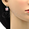 Rhodium Gold Filled Leverback Earring, Butterfly Design, with Light Rose Swarovski Crystals, Polished, Rhodium Finish, 02.239.0011