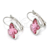 Rhodium Gold Filled Leverback Earring, Butterfly Design, with Light Rose Swarovski Crystals, Polished, Rhodium Finish, 02.239.0011