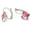 Rhodium Gold Filled Leverback Earring, Butterfly Design, with Light Rose Swarovski Crystals, Polished, Rhodium Finish, 02.239.0011