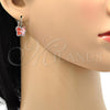 Rhodium Gold Filled Leverback Earring, Butterfly Design, with Rose Peach Swarovski Crystals, Polished, Rhodium Finish, 02.239.0011.1