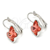 Rhodium Gold Filled Leverback Earring, Butterfly Design, with Rose Peach Swarovski Crystals, Polished, Rhodium Finish, 02.239.0011.1
