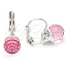 Rhodium Gold Filled Leverback Earring, Disco Design, with Light Rose Swarovski Crystals, Polished, Rhodium Finish, 02.239.0010.2