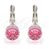 Rhodium Gold Filled Leverback Earring, Disco Design, with Light Rose Swarovski Crystals, Polished, Rhodium Finish, 02.239.0010.2