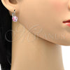 Rhodium Gold Filled Leverback Earring, Flower Design, with Light Rose Swarovski Crystals, Polished, Rhodium Finish, 02.239.0012.1